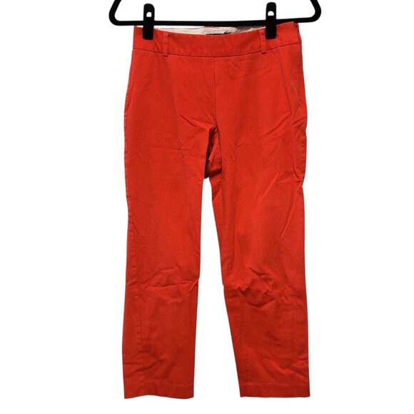 Talbots Solid Red Orange Cotton-Blend Cropped Pants 4P - Picture 1 of 5